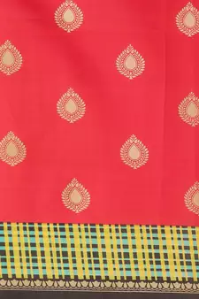 Red printed art silk saree with blouse