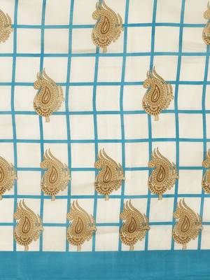 White printed art silk saree with blouse 3