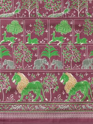 Purple printed art silk saree with blouse 3