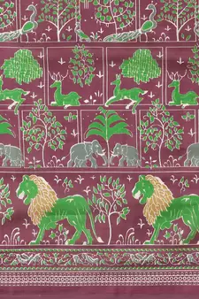 Purple printed art silk saree with blouse