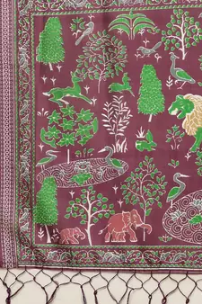 Purple printed art silk saree with blouse