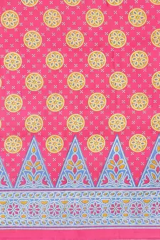 Pink printed art silk saree with blouse