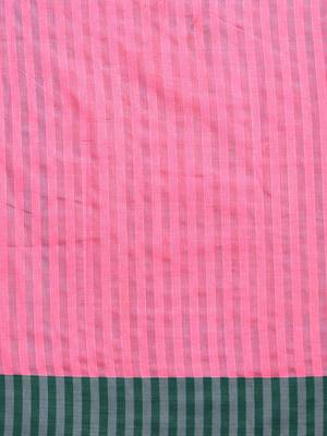 Pink woven blended cotton saree with blouse 3