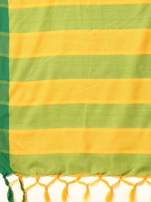 Yellow woven blended cotton saree with blouse 4