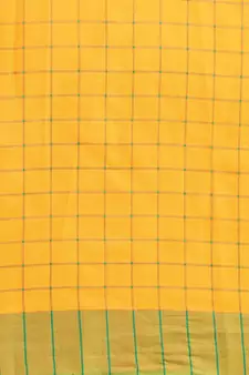 Yellow woven blended cotton saree with blouse