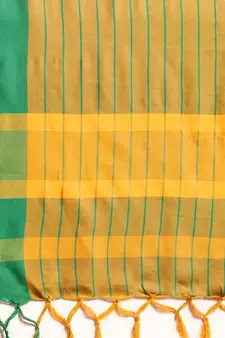 Yellow woven blended cotton saree with blouse