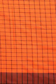 Orange woven blended cotton saree with blouse