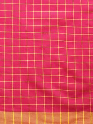 Pink woven blended cotton saree with blouse 3