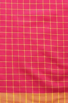 Pink woven blended cotton saree with blouse