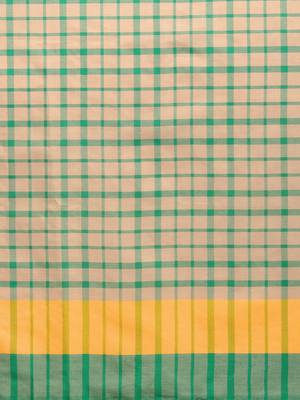 Green woven blended cotton saree with blouse 3