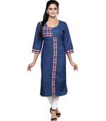 One side Pattern Denim ladies Kurti