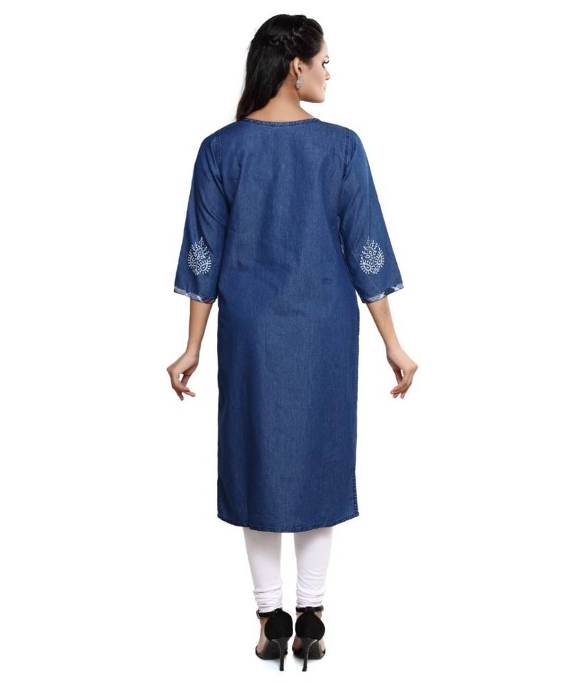 One side Pattern Denim ladies Kurti