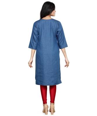 V Neckline Style Denim Stiched Kurti 2