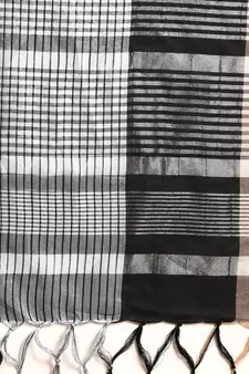 Black woven blended cotton saree with blouse
