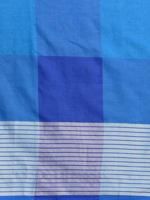Blue woven blended cotton saree with blouse 3