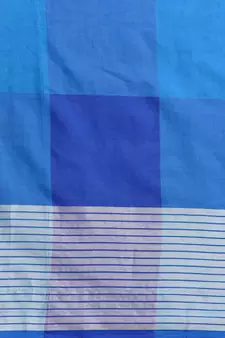 Blue woven blended cotton saree with blouse