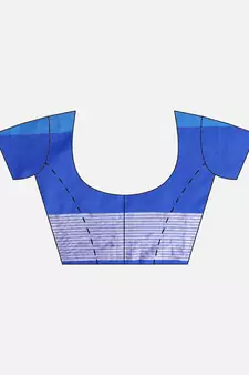Blue woven blended cotton saree with blouse