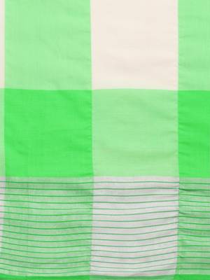 Green woven blended cotton saree with blouse 3