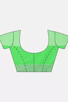 Green woven blended cotton saree with blouse