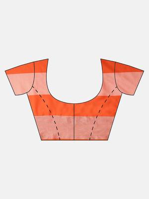 Orange woven blended cotton saree with blouse 5