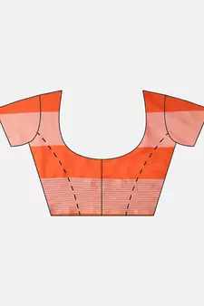 Orange woven blended cotton saree with blouse