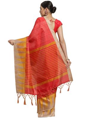 Multicolor printed art silk saree with blouse 2