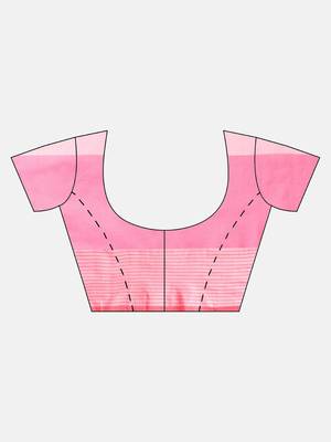 Pink woven blended cotton saree with blouse 5