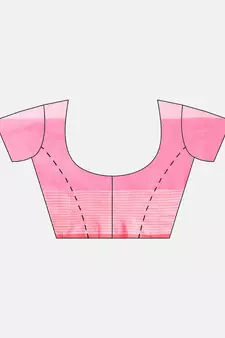 Pink woven blended cotton saree with blouse