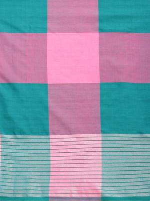 Pink woven blended cotton saree with blouse 3