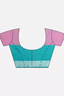 Pink woven blended cotton saree with blouse