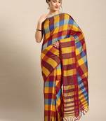 Yellow woven uppada silk saree with blouse