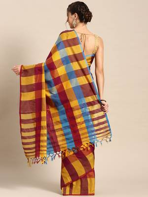 Yellow woven uppada silk saree with blouse 2