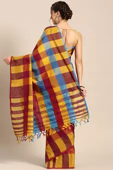 Yellow woven uppada silk saree with blouse