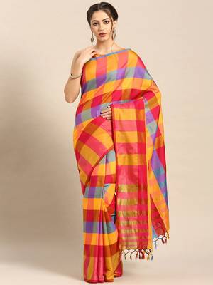 Yellow woven uppada silk saree with blouse 1