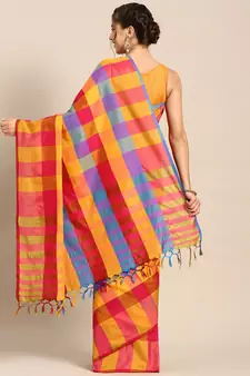 Yellow woven uppada silk saree with blouse