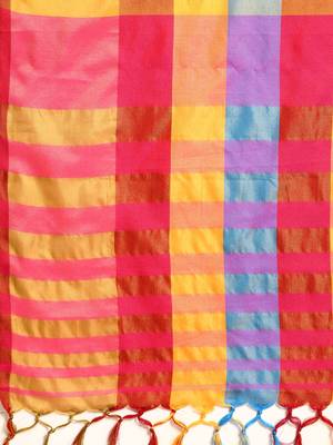 Yellow woven uppada silk saree with blouse 4