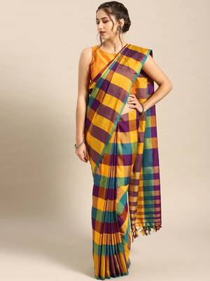 Yellow woven uppada silk saree with blouse 1