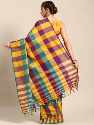 Yellow woven uppada silk saree with blouse 2