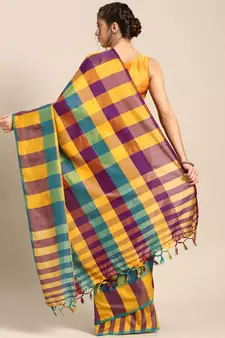 Yellow woven uppada silk saree with blouse