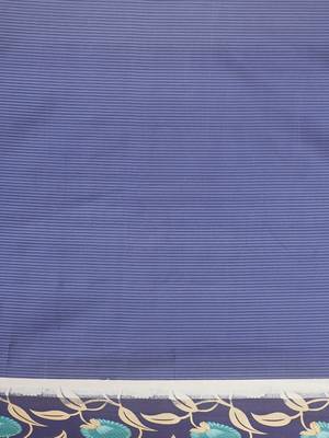 Blue printed art silk saree with blouse 5