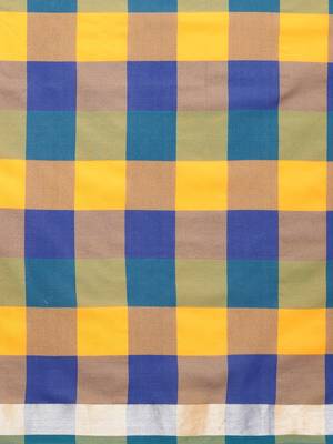 Yellow woven blended cotton saree with blouse 3