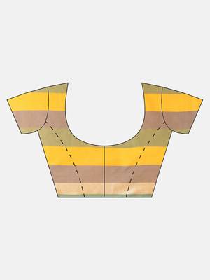 Yellow woven blended cotton saree with blouse 5