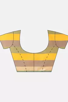 Yellow woven blended cotton saree with blouse