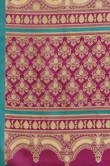 Magenta printed art silk saree with blouse