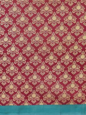 Magenta printed art silk saree with blouse 5