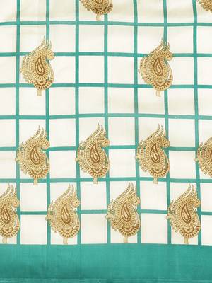White printed art silk saree with blouse 3