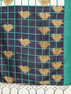 White printed art silk saree with blouse 4