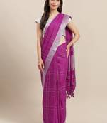 Purple woven blended cotton saree with blouse