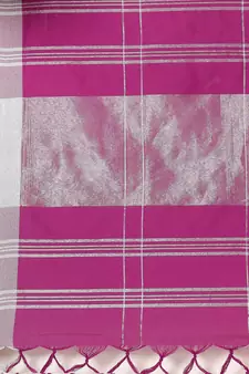 Purple woven blended cotton saree with blouse