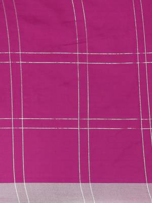 Purple woven blended cotton saree with blouse 5